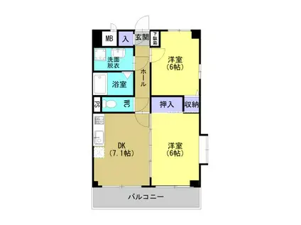 フェリーチェ V(2DK/1階)の間取り写真