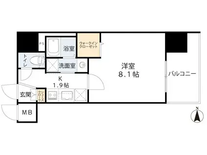 コンフォリア新梅田(1K/14階)の間取り写真
