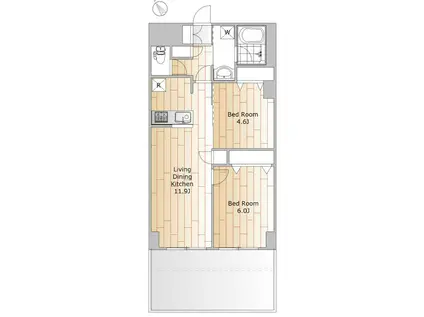 ニックハイム大森梅屋敷(2LDK/1階)の間取り写真
