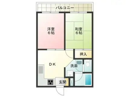 ベアーズハイム(2DK/2階)の間取り写真