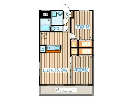 オルテンシア・泉崎B棟(2LDK/1階)の間取り写真