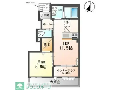 瀬音のいおり(1LDK/1階)の間取り写真