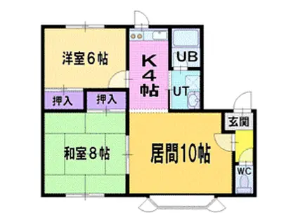 フィールドコートB(2LDK/2階)の間取り写真