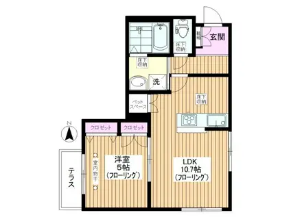 ラプラマ小竹向原ペッ卜共生(1LDK/1階)の間取り写真