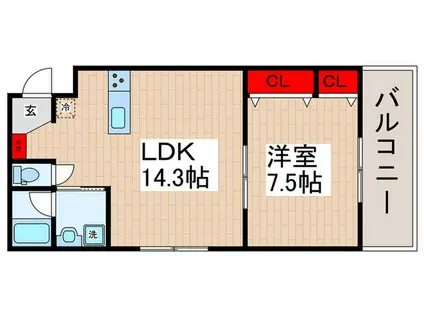 MIMI CLOCHETTE(1LDK/3階)の間取り写真