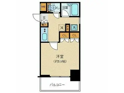 プレール・ドゥーク八丁堀(1K/6階)の間取り写真