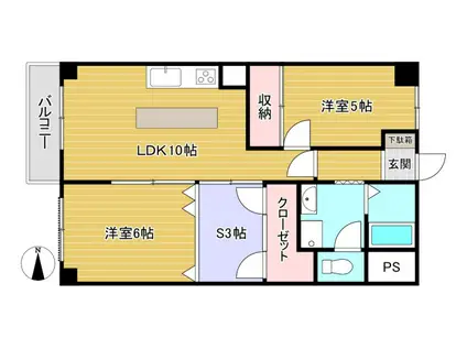 岩崎マンション(2SLDK/3階)の間取り写真