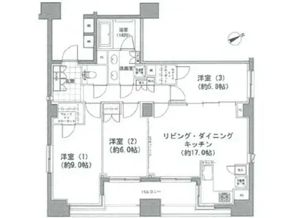 パークハビオ八丁堀(3LDK/12階)の間取り写真