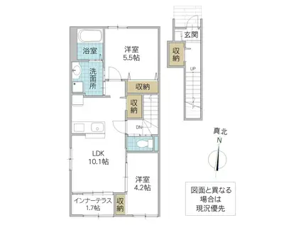 那珂市菅谷字杉原アパート(2LDK/2階)の間取り写真