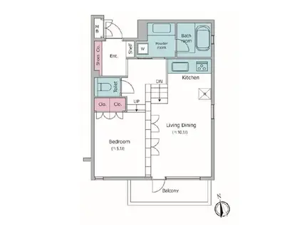 レジデンス下馬(ワンルーム/2階)の間取り写真