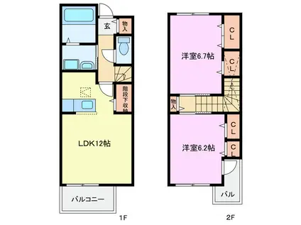 アティーズB(2LDK/1階)の間取り写真