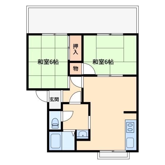 エクセル貝塚(2LDK/1階)の間取り写真