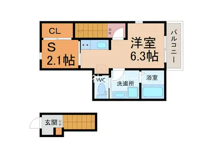 WISTERIAII(1SK/2階)の間取り写真