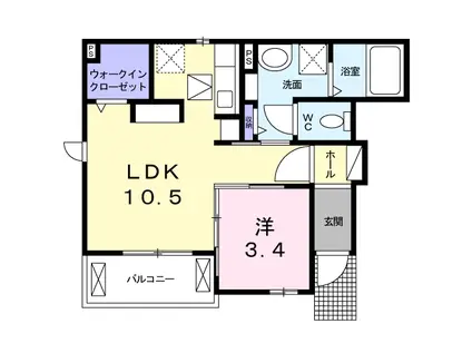 ジュネス(1LDK/1階)の間取り写真