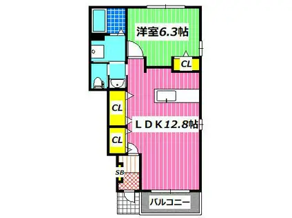 パレ・ド・ボヌールA(1LDK/1階)の間取り写真