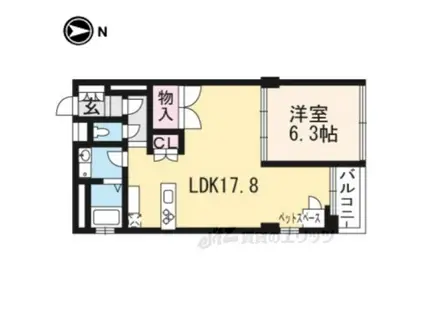 ヴィラスタジオーネ御所南(1LDK/5階)の間取り写真