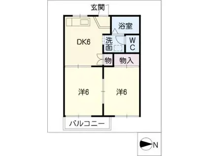 ジュネス21(2DK/2階)の間取り写真