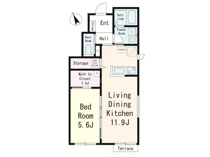 リアン メゾン 市川(1LDK/1階)の間取り写真