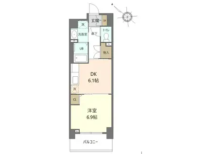 ステイブル協和(1DK/3階)の間取り写真