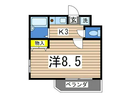 YOKOHAMA MOTOMACHI GARDEN I(1K/2階)の間取り写真