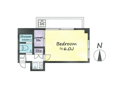 パークハイムスダ(1K/4階)の間取り写真