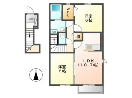 クリムゾンパレスI・II(2LDK/2階)の間取り写真