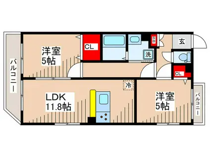 ポンピエール板橋本町(2LDK/3階)の間取り写真