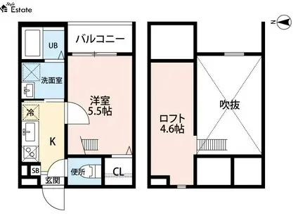 イルクオーレ高道町(1K/1階)の間取り写真