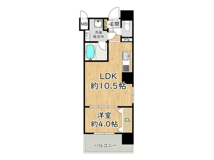 スペランツァ十三東(1DK/4階)の間取り写真