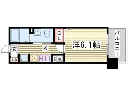 ロイヤル神戸三宮(1K/4階)の間取り写真