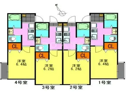 パークヒルズ蘇我(1K/2階)の間取り写真