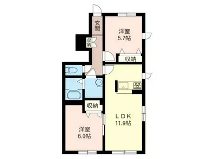 ロイヤルガーデンIX(2LDK/1階)の間取り写真