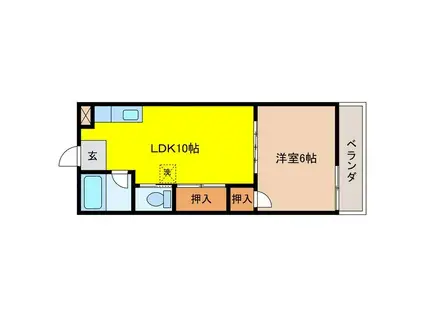 ロイヤルマンション九里巾(1LDK/3階)の間取り写真