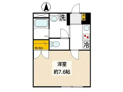 アンプルール フェール アミーI(1K/1階)の間取り写真