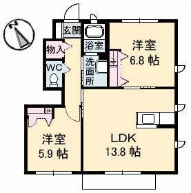 サンモール A棟(2LDK/1階)の間取り写真