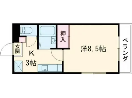 ビューハイツ(1K/1階)の間取り写真