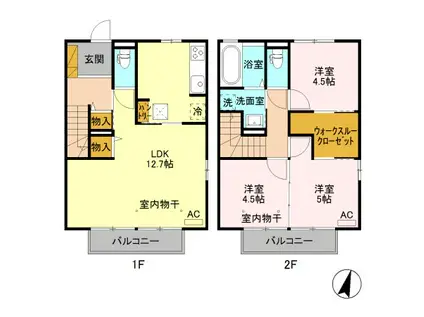 ＪＲ上越線 新前橋駅 徒歩46分 2階建 築7年(3LDK/1階)の間取り写真
