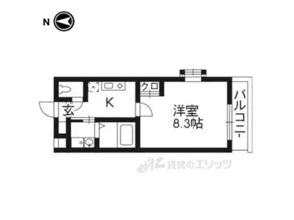 ユイマールⅡ(1K/1階)の間取り写真