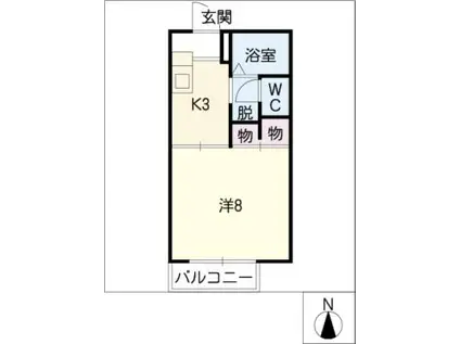 サンモール赤座(1K/1階)の間取り写真