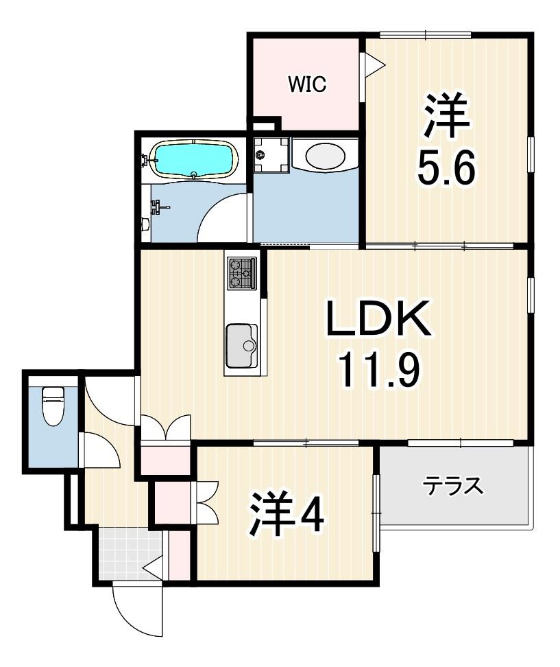 HEBEL MAISON 六甲篠原中町(2LDK/1階)の間取り写真