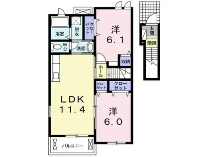 ビクトリアII C(2LDK/2階)の間取り写真