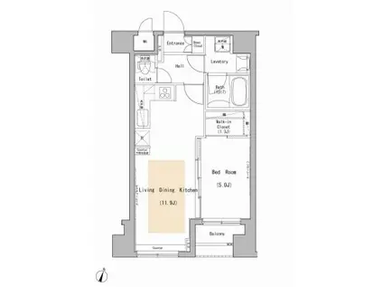 グランド・ガーラ神田(1LDK/2階)の間取り写真