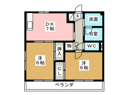 SS若宮(2DK/2階)の間取り写真