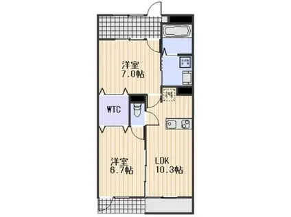 スカイガーデン大安寺(2LDK/1階)の間取り写真