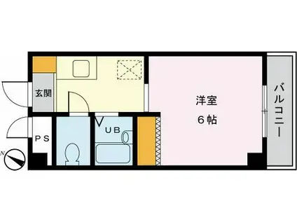 グリーンハイムヴィラながい(1K/2階)の間取り写真