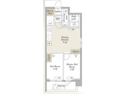 KDXレジデンス梅島(2DK/5階)の間取り写真