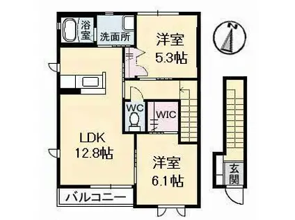 スターライト A棟(2LDK/2階)の間取り写真