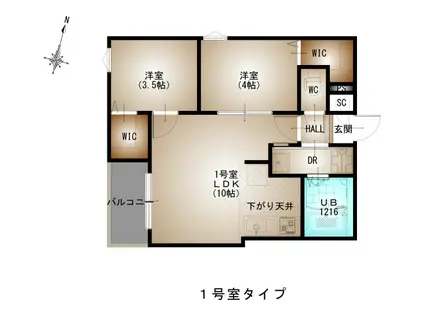 REGALEST-F 井口2(2LDK/1階)の間取り写真
