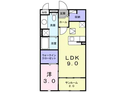 ベル・アビタシオンII(1LDK/1階)の間取り写真