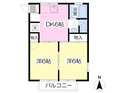 梅苑ハイツ(2DK/2階)の間取り写真